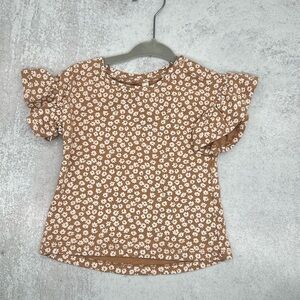 Rylee + Cru EUC Floral Printed Ruffle Sleeve Top Size 6-12 months Flowers